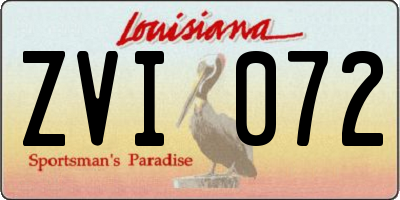 LA license plate ZVI072