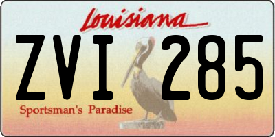 LA license plate ZVI285