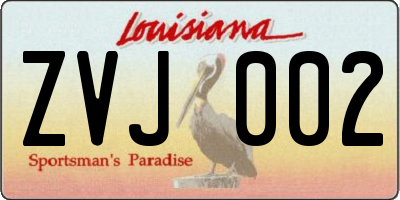 LA license plate ZVJ002