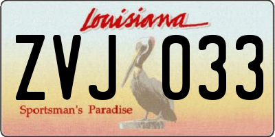 LA license plate ZVJ033