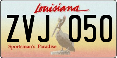 LA license plate ZVJ050