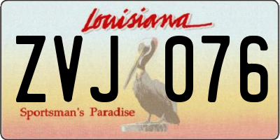 LA license plate ZVJ076