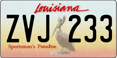 LA license plate ZVJ233