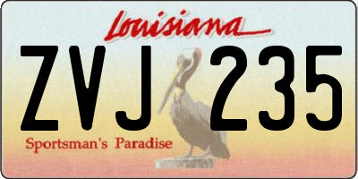 LA license plate ZVJ235