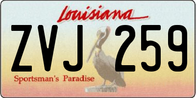 LA license plate ZVJ259