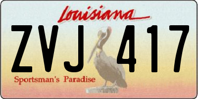 LA license plate ZVJ417