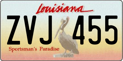 LA license plate ZVJ455