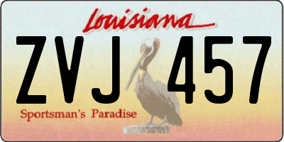 LA license plate ZVJ457