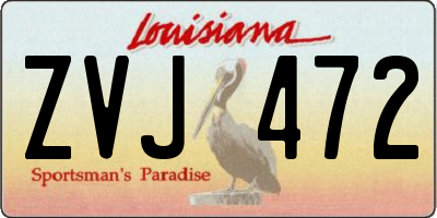 LA license plate ZVJ472