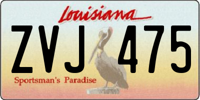 LA license plate ZVJ475