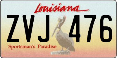 LA license plate ZVJ476