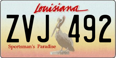 LA license plate ZVJ492