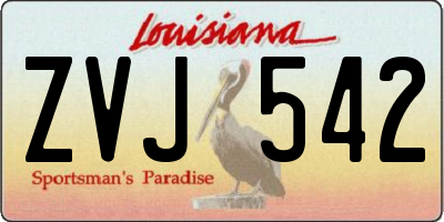 LA license plate ZVJ542