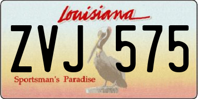 LA license plate ZVJ575