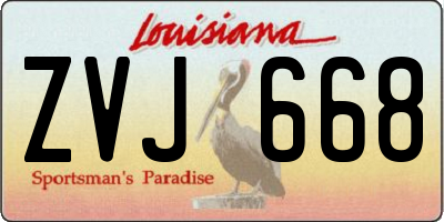 LA license plate ZVJ668