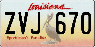 LA license plate ZVJ670