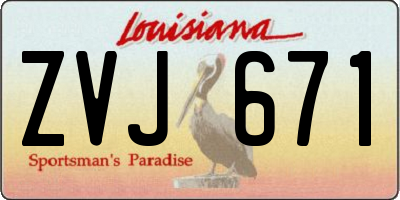 LA license plate ZVJ671