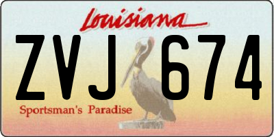 LA license plate ZVJ674