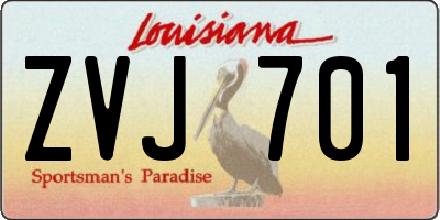 LA license plate ZVJ701
