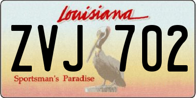 LA license plate ZVJ702