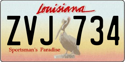 LA license plate ZVJ734