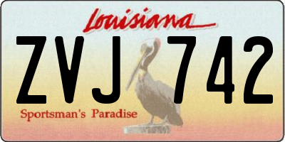 LA license plate ZVJ742