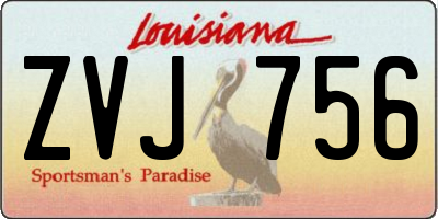 LA license plate ZVJ756