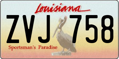 LA license plate ZVJ758