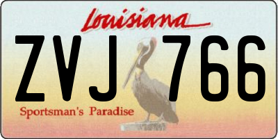 LA license plate ZVJ766