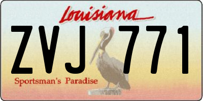 LA license plate ZVJ771