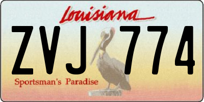 LA license plate ZVJ774