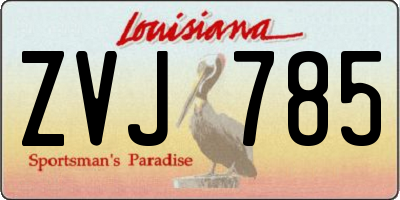 LA license plate ZVJ785