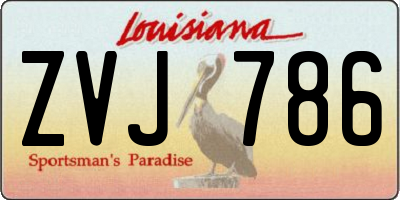 LA license plate ZVJ786