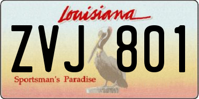 LA license plate ZVJ801