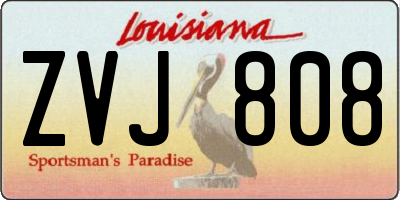 LA license plate ZVJ808