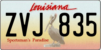 LA license plate ZVJ835