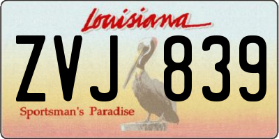 LA license plate ZVJ839