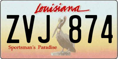 LA license plate ZVJ874
