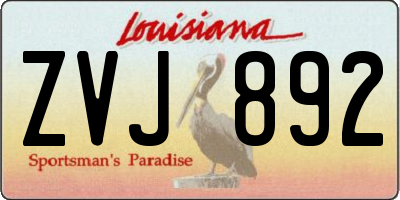LA license plate ZVJ892