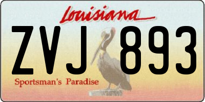 LA license plate ZVJ893