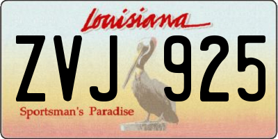 LA license plate ZVJ925