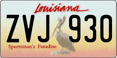 LA license plate ZVJ930