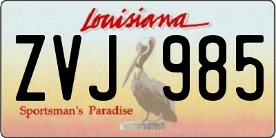 LA license plate ZVJ985