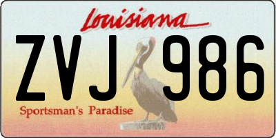 LA license plate ZVJ986