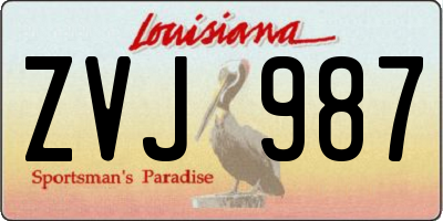 LA license plate ZVJ987