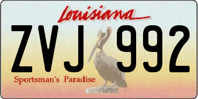 LA license plate ZVJ992