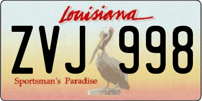 LA license plate ZVJ998