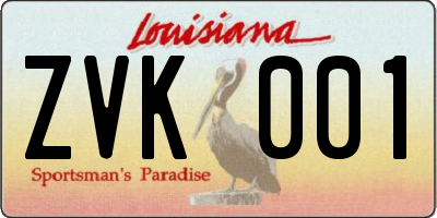 LA license plate ZVK001