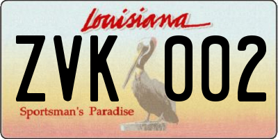 LA license plate ZVK002