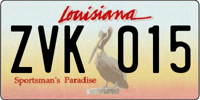 LA license plate ZVK015